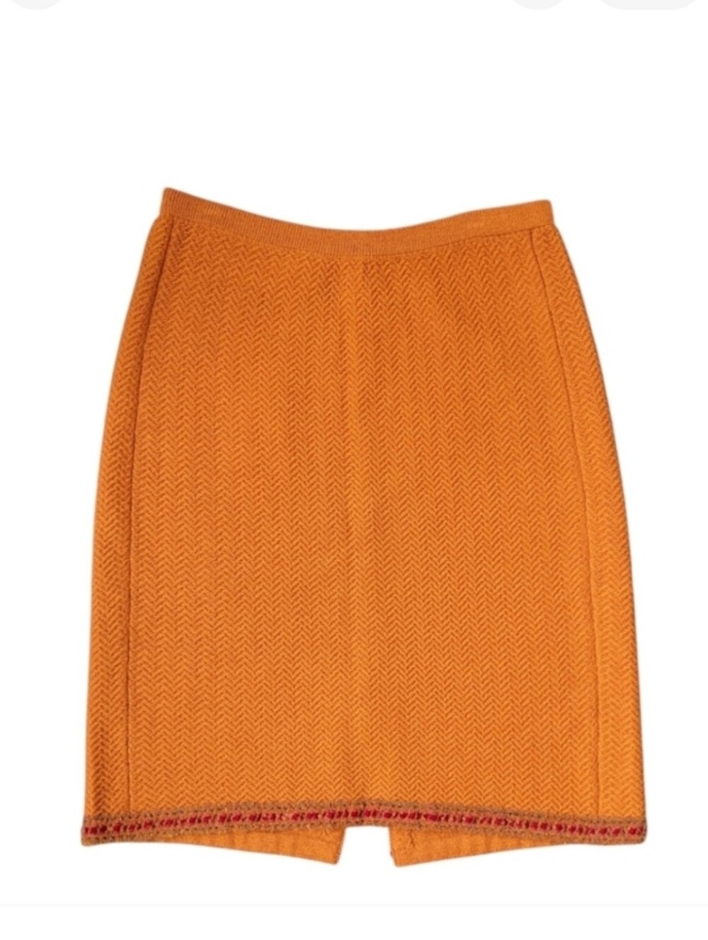 Vintage Steve Fabrikant Wool Rayon Skirt USA Made Burnt Orange Herringbone L XL